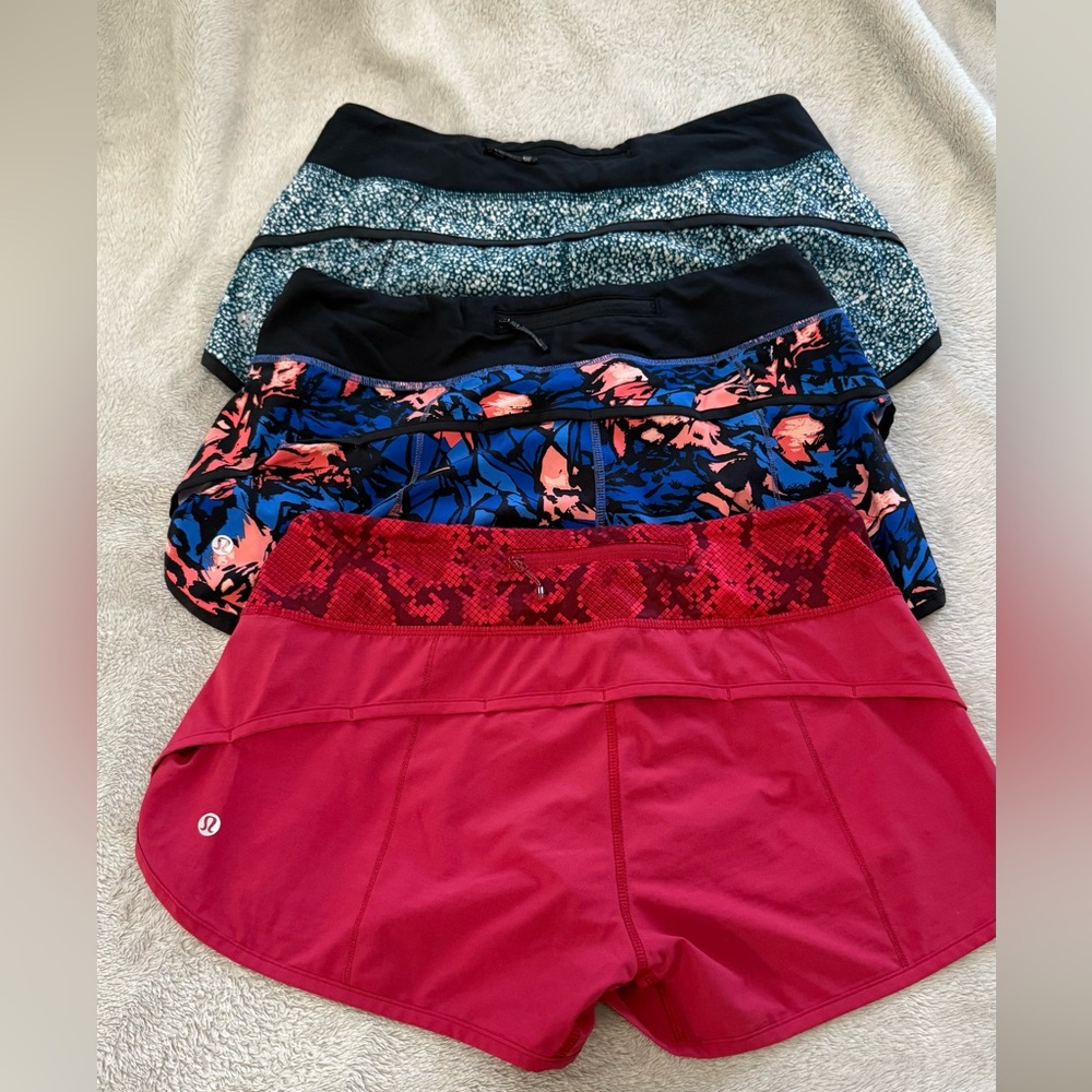 lululemon athletica speed up short 2.5 inch set sz 6